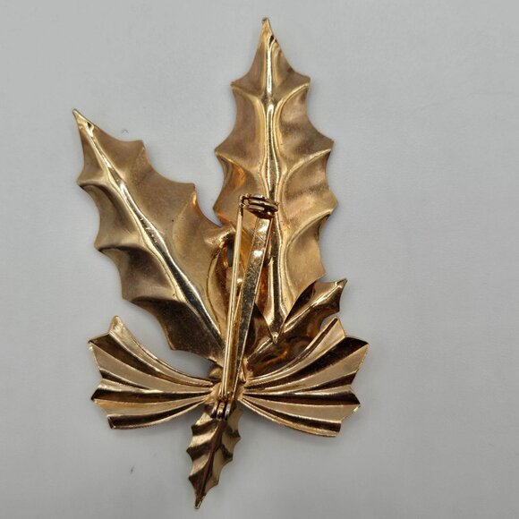 VTG Broch 3PC Set Christmas Poinsettia Tree Mistletoe Holiday Jolly Joy Gift - Picture 7 of 15